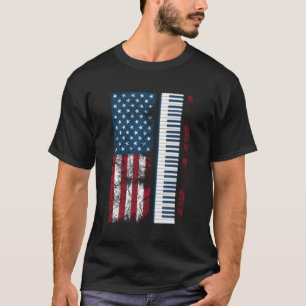 Amerikaanse vlag piano toetsenist muzikaal t-shirt