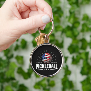 Amerikaanse vlag pickleball speler sleutelhanger