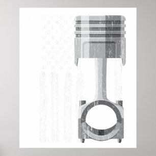 Amerikaanse Vlag Piston Muscle Car 2 Poster