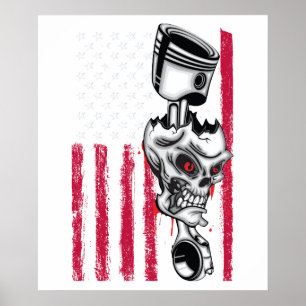 Amerikaanse Vlag Piston Muscle Car 5 Poster