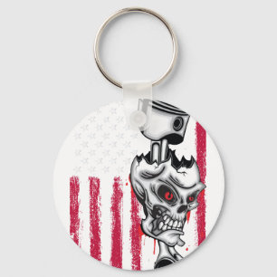Amerikaanse Vlag Piston Muscle Car 5 Sleutelhanger