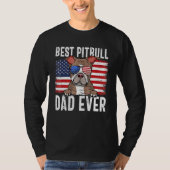 Amerikaanse vlag Pitbull Pap Dog Fathers Day T-shirt (Voorkant)