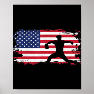 Amerikaanse vlag Pitcher Baseball Apparel - Baseba Poster