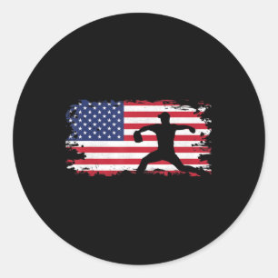 Amerikaanse vlag Pitcher Baseball Apparel - Baseba Ronde Sticker
