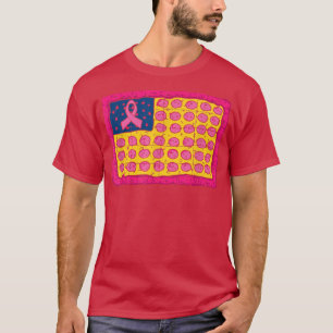 Amerikaanse vlag Pizza Breast Cancer Awareness Pin T-shirt