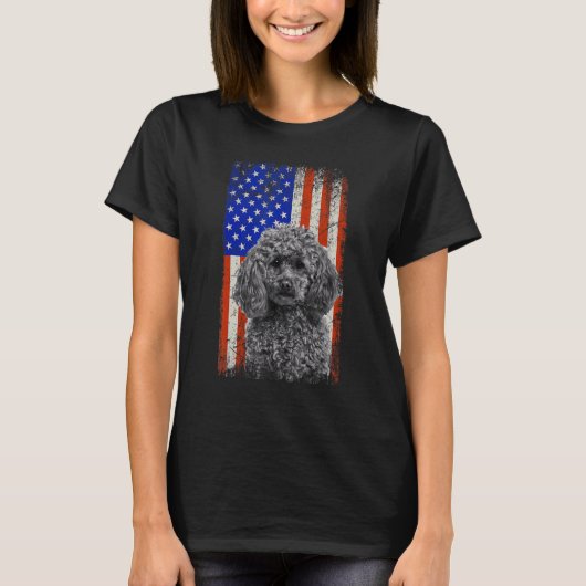 -Amerikaanse vlag Poodle Dog Pa mam Puppy Pat T-shirt (Voorkant)