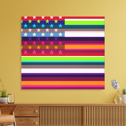 Amerikaanse vlag Pop Art 7 Canvas Afdruk (Insitu (Woonkamer))