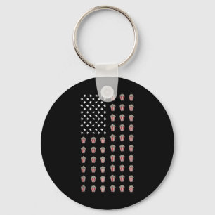Amerikaanse Vlag Popcorn Eten Usa Patriottisme Pat Sleutelhanger