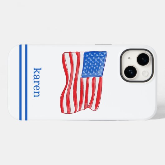Amerikaanse vlag Preppy Custom Case-Mate iPhone Case (Achterkant (horizontaal))