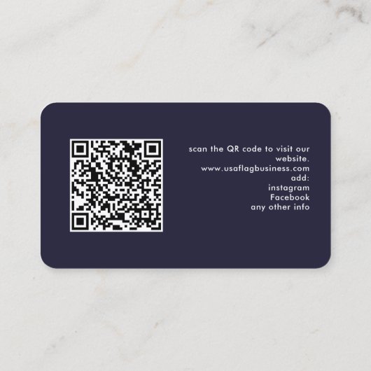 Amerikaanse vlag Professional QR Code Patriotic Visitekaartje (Achterkant)