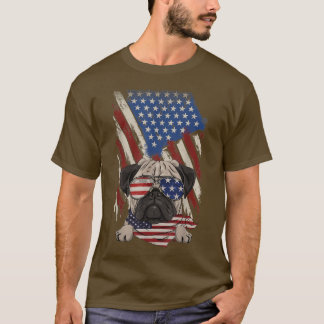  Amerikaanse vlag Pug Dad Hondenliefhebber 4e van T-shirt