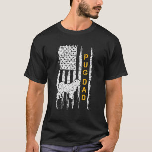 Amerikaanse vlag Pugdog Pug Dog Dad Silho T-shirt