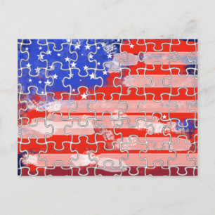 amerikaanse vlag puzzel briefkaart
