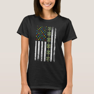 Amerikaanse vlag Puzzle Piece Autisme Awareness T-shirt