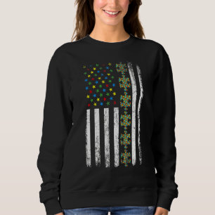 Amerikaanse vlag Puzzle Piece Autisme Awareness Trui
