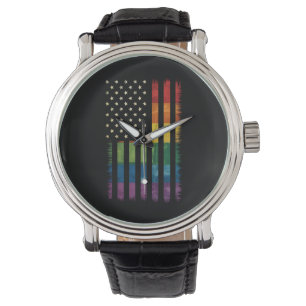 Amerikaanse Vlag Rainbow Pride Gay Lesbian LGBTQ Horloge
