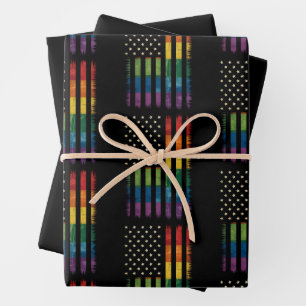 Amerikaanse Vlag Rainbow Pride Gay Lesbian LGBTQ Inpakpapier Vel