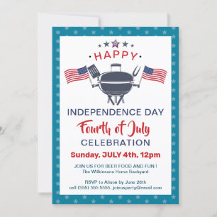 Amerikaanse vlag Red White Blue 4 van JULY BBQ Par Kaart