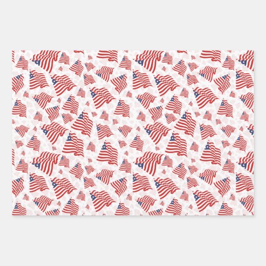 Amerikaanse vlag Red White Blue Random Pattern Inpakpapier Vel (Voorkant)