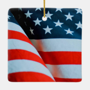 Amerikaanse vlag: Red White en Blue Keramisch Ornament