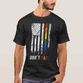 Amerikaanse vlag Regenboog haat geen homo lgbetq l T-shirt (Voorkant)