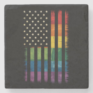 Amerikaanse Vlag Regenboog Pride Homoseksueel Lesb Stenen Onderzetter