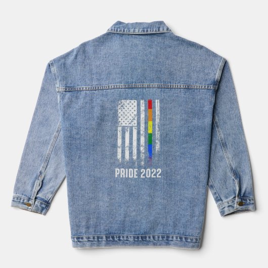 Amerikaanse vlag Regenboog Usa Gay Lgbetq Lgbt Pri Denim Jacket (Achterkant)