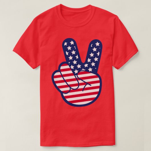 Amerikaanse vlag retro hand t-shirt (Design voorkant)