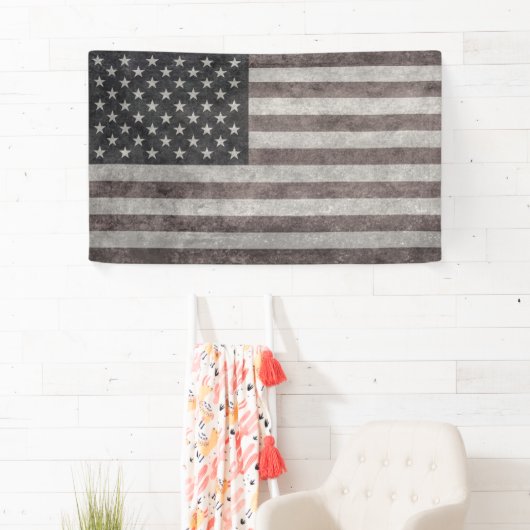 Amerikaanse vlag, retro stijl met canvastextuur spandoek (Insitu)