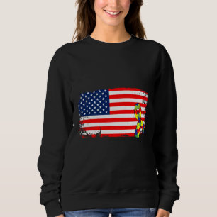 Amerikaanse vlag Ribbon Autism Month Ribbon Puzzle Trui