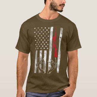 Amerikaanse vlag Rifle Antler  Deer Hunting Hu T-shirt