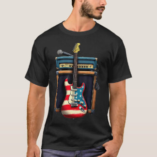 Amerikaanse Vlag Rock Gitaar T-shirt