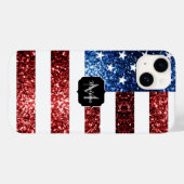Amerikaanse vlag rode blauwe muggen monogram Case-Mate iPhone case (Achterkant (horizontaal))
