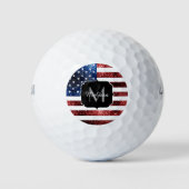 Amerikaanse vlag rode blauwe muggen monogram golfballen (Voorkant)