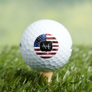 Amerikaanse vlag rode blauwe muggen monogram golfballen