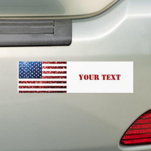 Amerikaanse vlag rode blauwe sparkles personalisee bumpersticker