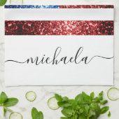 Amerikaanse vlag rode blauwe vlekken theedoek (Gevouwen)