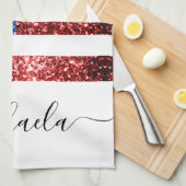 Amerikaanse vlag rode blauwe vlekken theedoek (Quarter Fold)