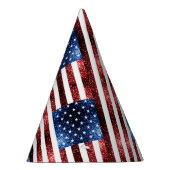 Amerikaanse vlag rode en blauwe mousserende glitte feesthoedjes (Rechts)