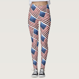 Amerikaanse vlag rode en blauwe muggenspatroon leggings