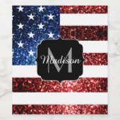 Amerikaanse vlag rode en blauwe muggenzifters wijn etiket (Enkel label)