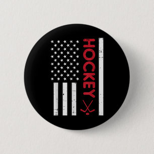 Amerikaanse vlag Rode ijshockey Patriottische Pla Ronde Button 5,7 Cm