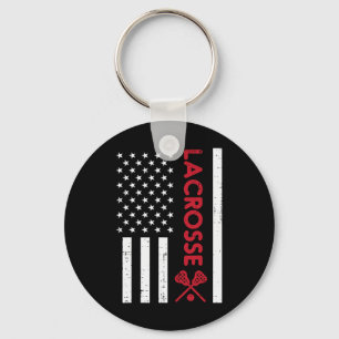 Amerikaanse vlag rode lacrosse lakse patriottisch sleutelhanger