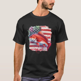 Amerikaanse Vlag Rode Vis Vissen T-shirt