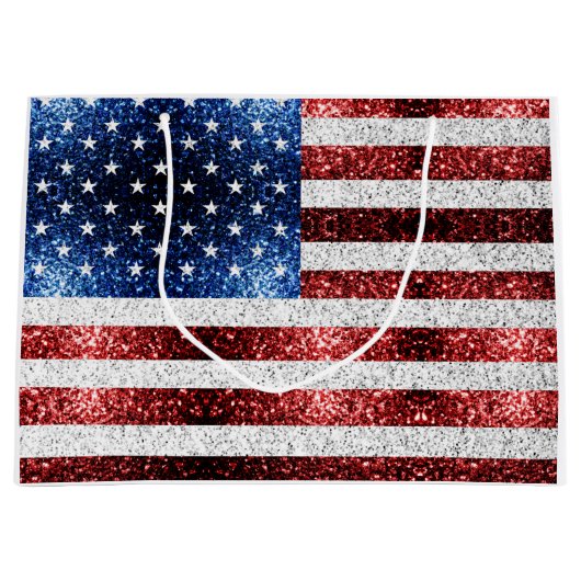 Amerikaanse vlag rode witte snuitjes groot cadeauzakje (Voorkant)