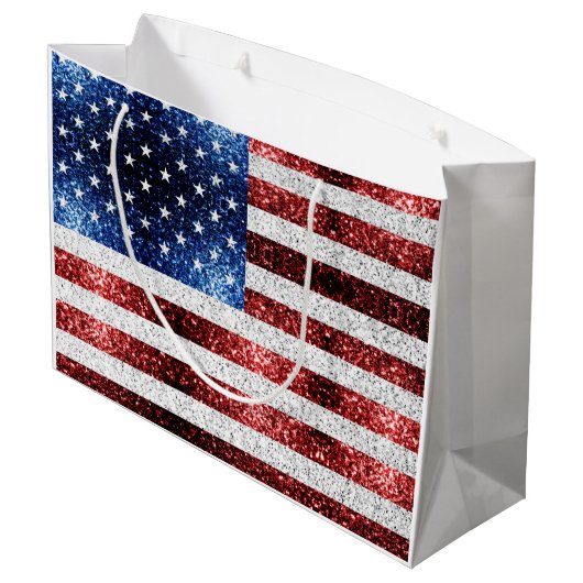 Amerikaanse vlag rode witte snuitjes groot cadeauzakje (Achterkant Gekanteld)