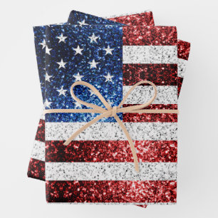 Amerikaanse vlag rode witte snuitjes inpakpapier vel