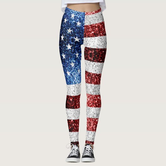 Amerikaanse vlag rode witte snuitjes leggings (Voorkant)