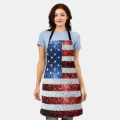 Amerikaanse vlag rode witte snuitjes schort (Gedragen)