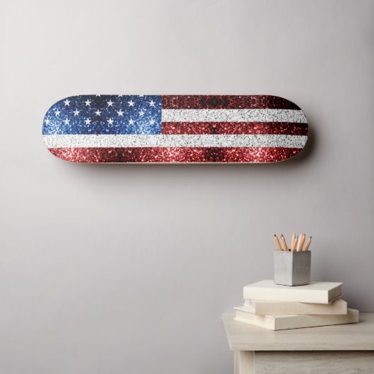 Amerikaanse vlag rode witte snuitjes skateboard (Muurkunst (Horizontaal))